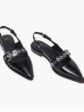 Maje Flat leather strap slingbacks